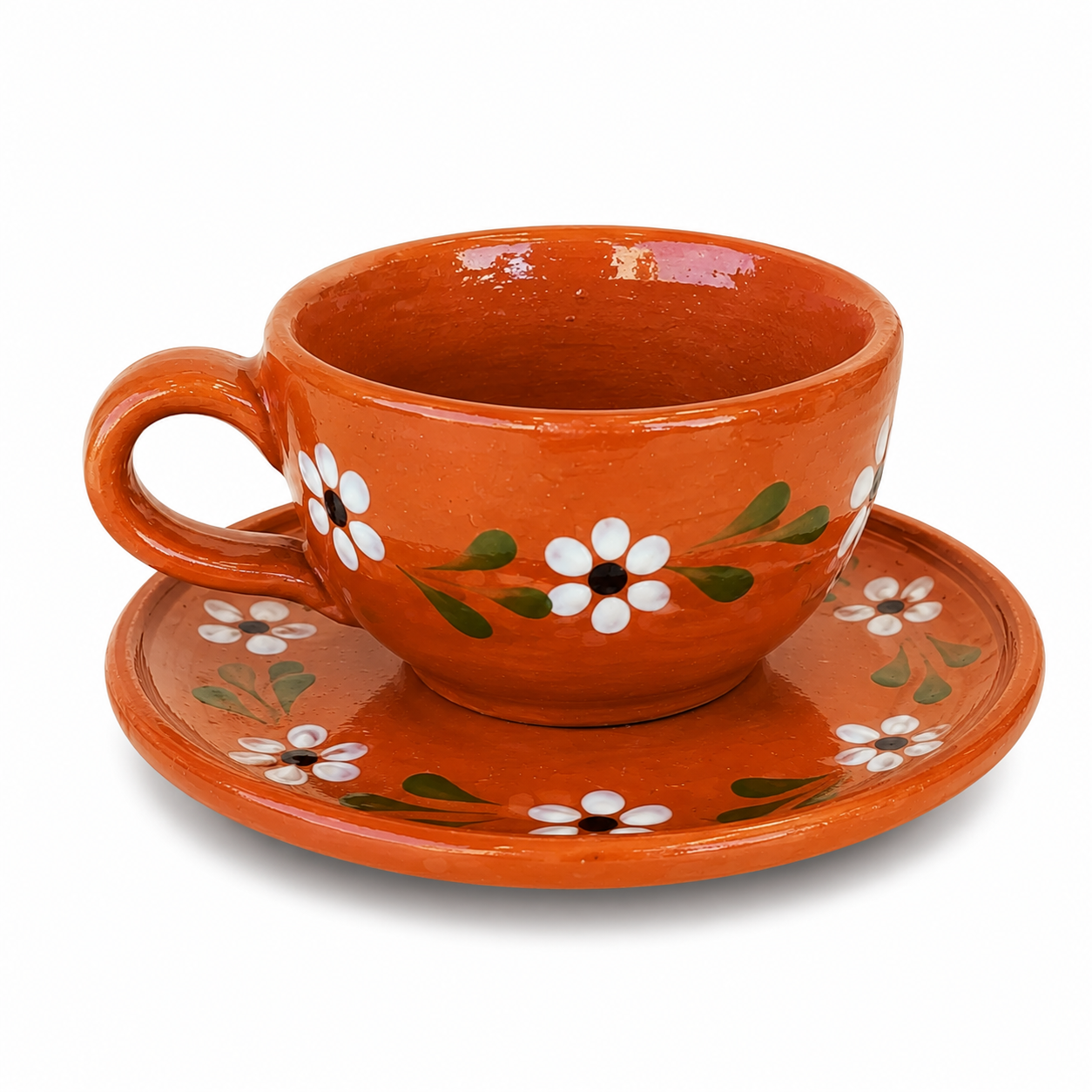 Traditional Mexican Barro Clay Teapot & Cups Set