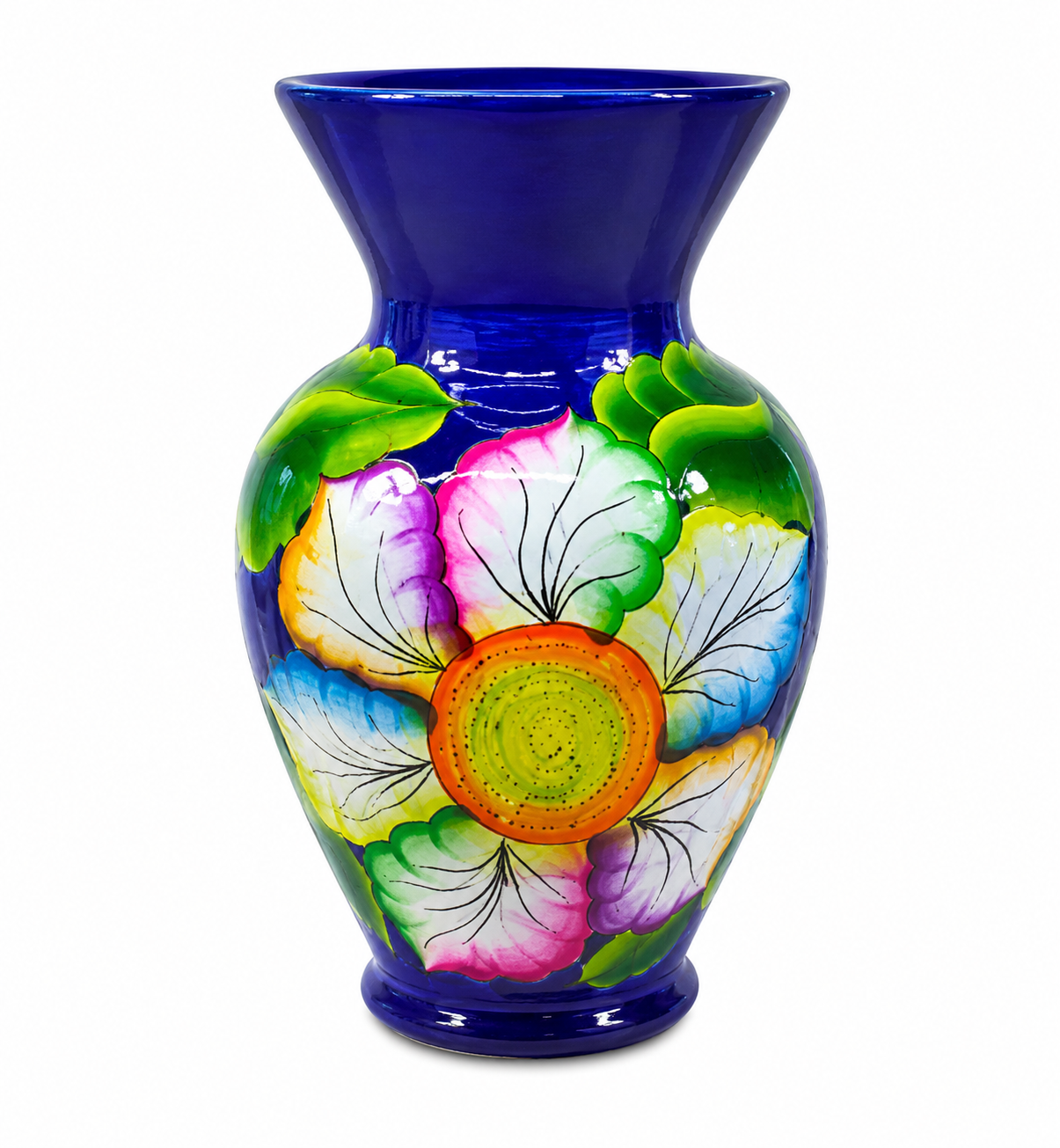 Decorative vase with floral design on a white background