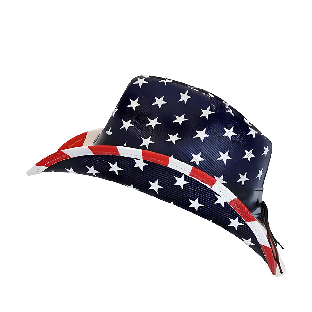 Patriotic American Flag Western Hat, Shapable Brim, Unisex