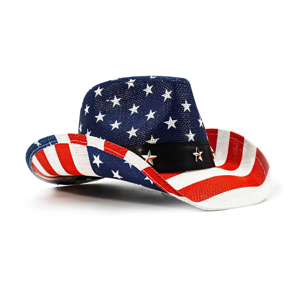 Patriotic American Flag Western Hat, Shapable Brim, Unisex