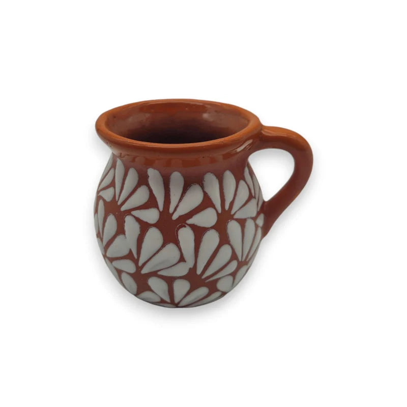 Mexican Clay Jarrito White Leaf Mug